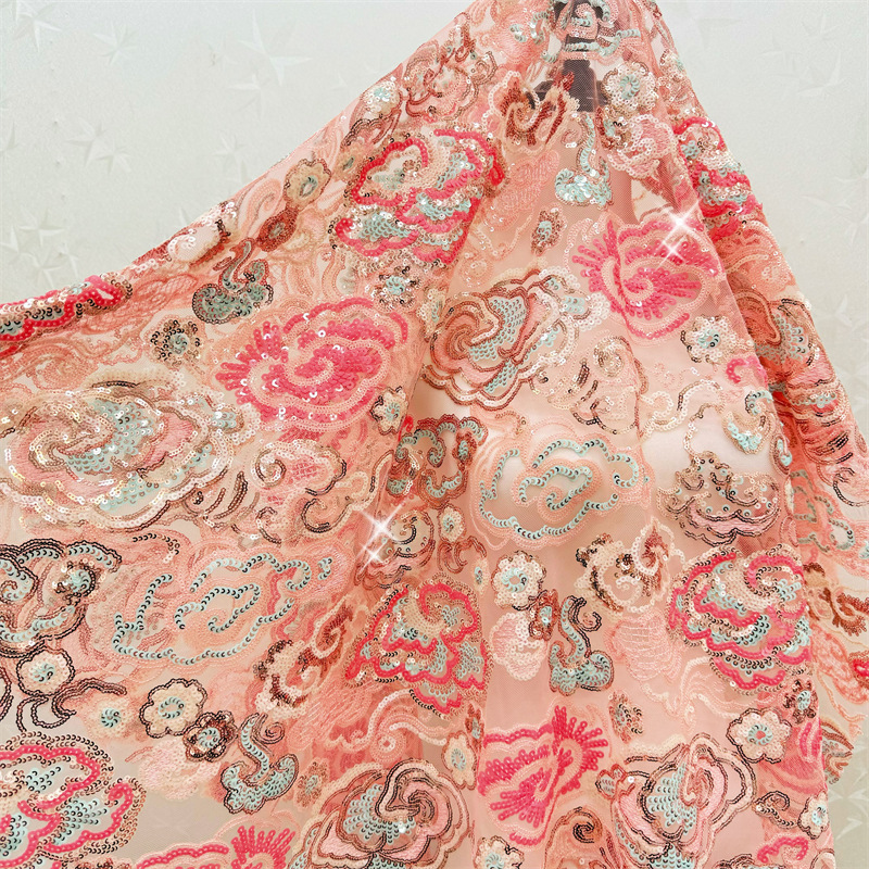 Embroidery Gradient - 2 Yds/lot 130 cm Geniş Pembe