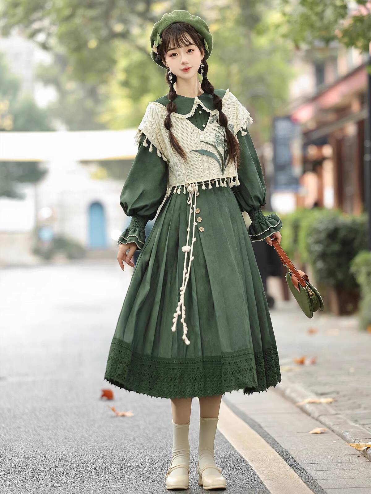 Embroidery Dress - Yeni Çin Tarzı Vintage Yeşil Lolita