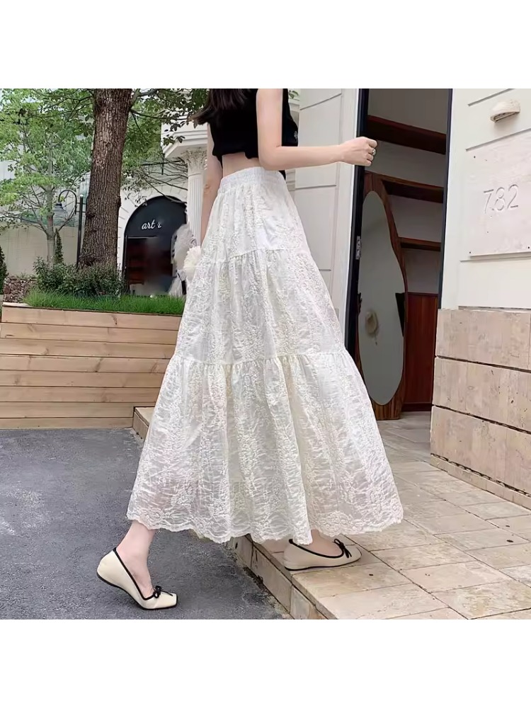 Embroidery Skirt - Büyük Beden Kadın Yüksek Bel A