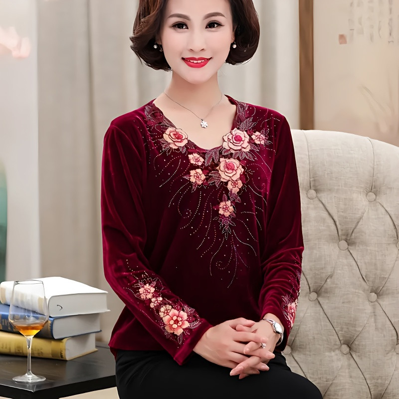 Embroidery Gold - 5XL 6XL Büyük Beden Orta Yaşlı