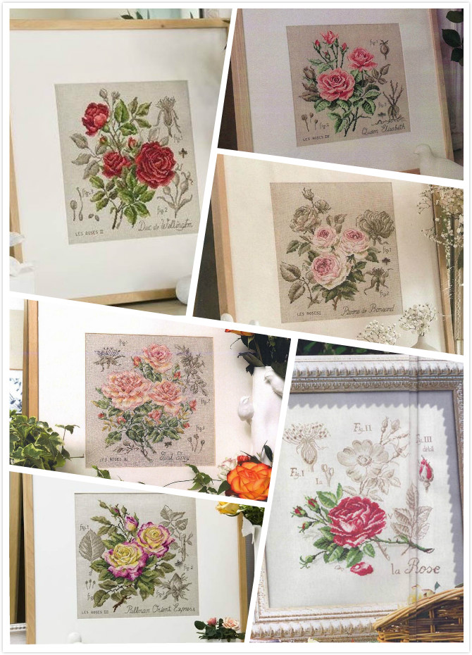 Embroidery Rose Stitch - Dfea-çiçek serisi gül çapraz dikiş setleri,