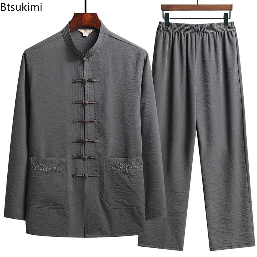Embroidery Uniform - Çin Tarzı Set erkek Bahar Sonbahar