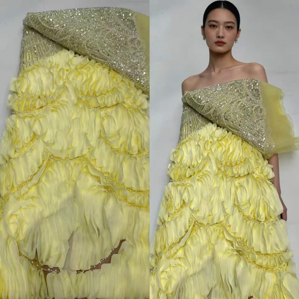 Embroidery Gradient - Lüks Afrika Payetli Dantel Kumaş Yüksek