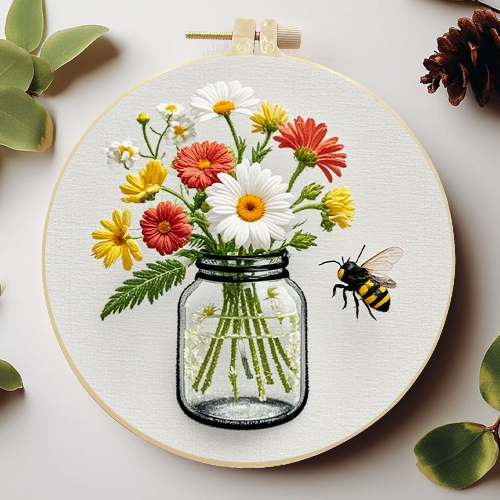 1 adet Diy nakış kitleri papat - Embroidery Daisy Flower incelemesi ve fiyatı
