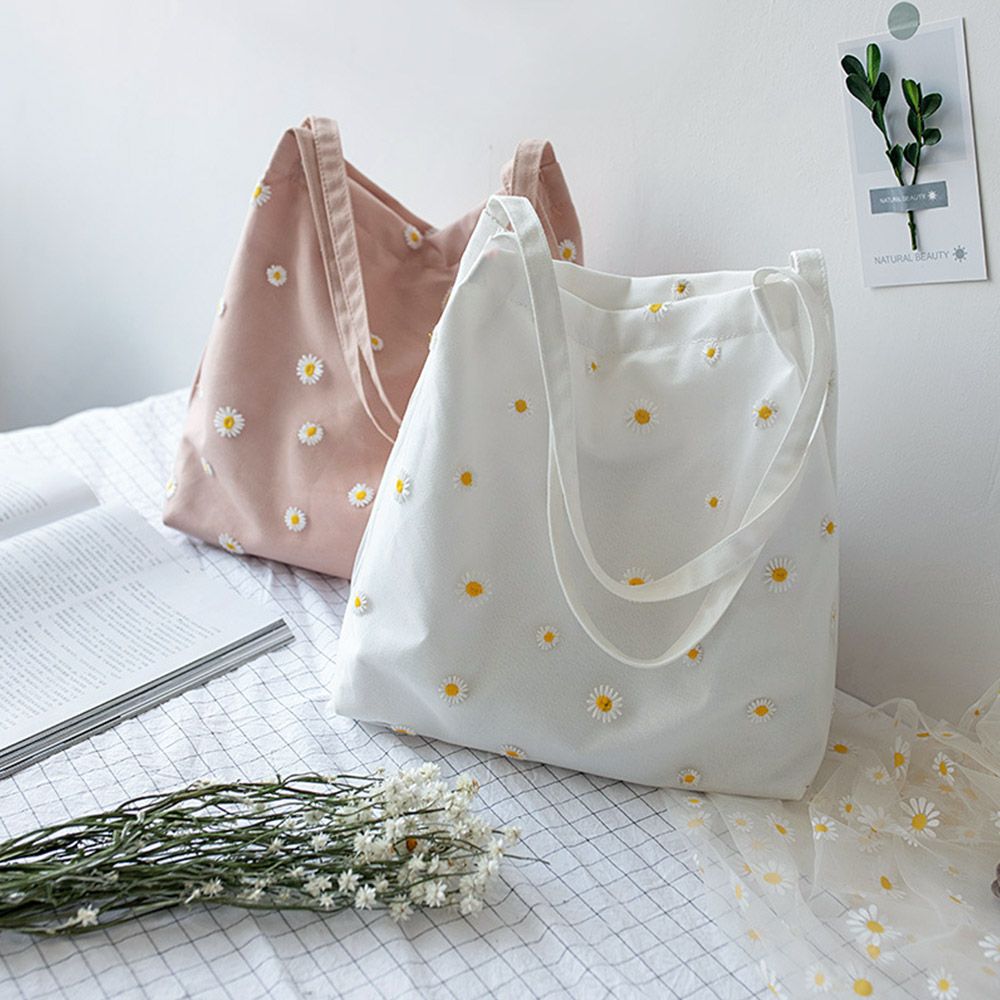 Kadınlar keten çantalar kızlar - Embroidery Daisy Flower incelemesi ve fiyatı