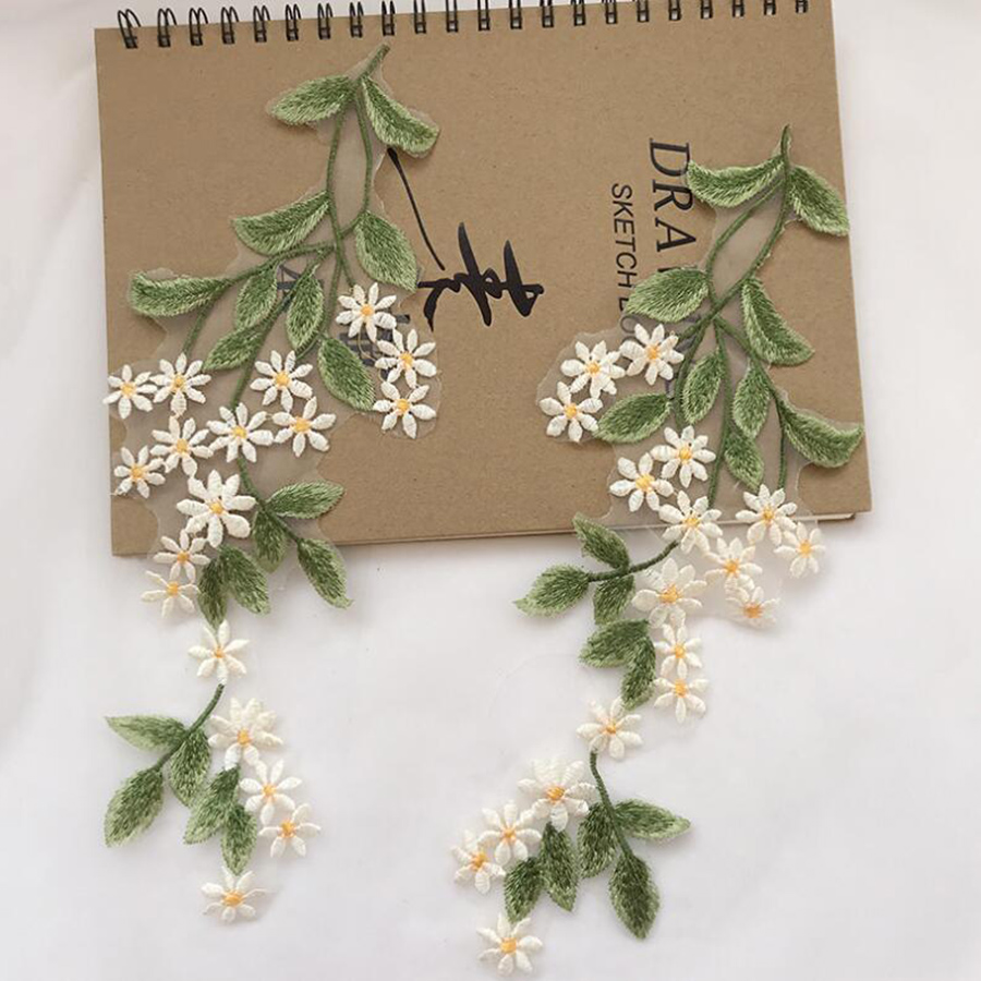 1 Pairs Yeşil Yaprak Papatya Ç - Embroidery Daisy Flower incelemesi ve fiyatı