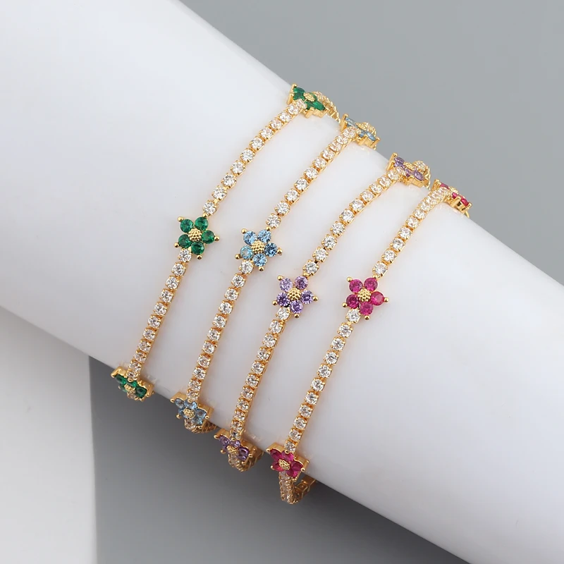 Lüks Gökkuşağı CZ Çiçek Tenis  - Embroidery Daisy Flower incelemesi ve fiyatı